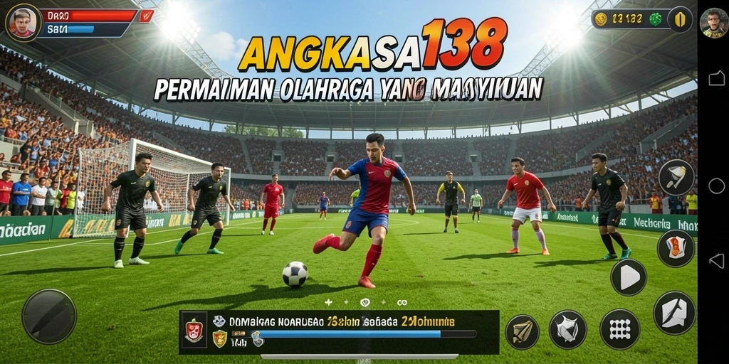 Tangkapan layar utama ANGKASA138 menampilkan aksi seru di lapangan olahraga.