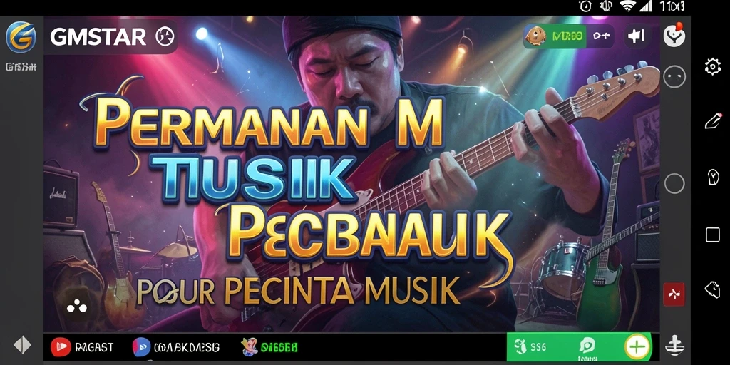 Screenshot gameplay GMSTAR menampilkan pemain beraksi dengan musik.