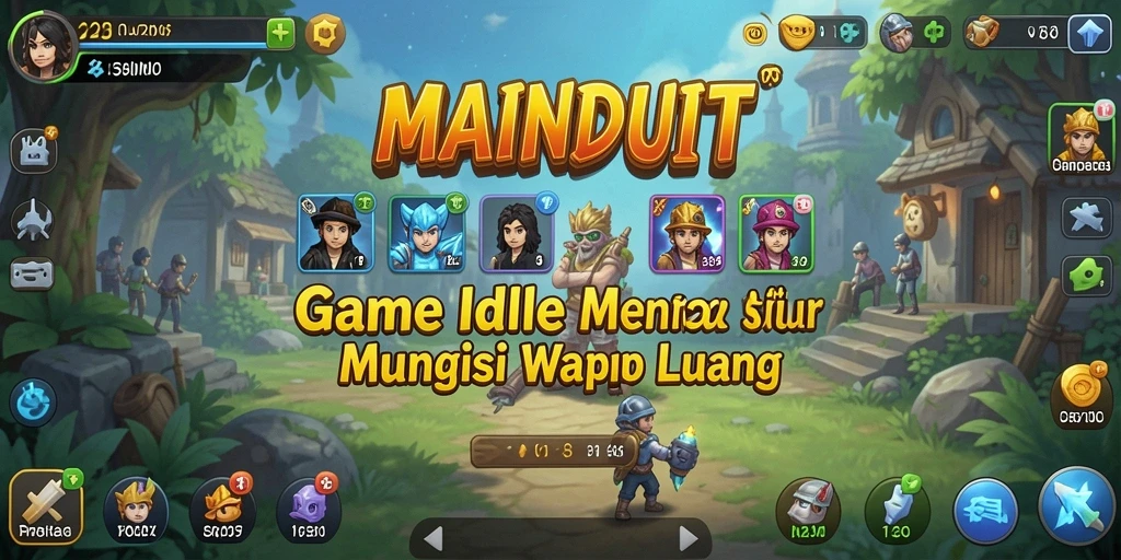 Tampilan gameplay MAINDUIT dengan berbagai elemen Idle yang menarik.