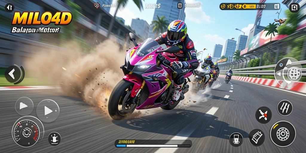 Tangkapan layar dari gameplay seru MILO4D dalam aksi balapan.