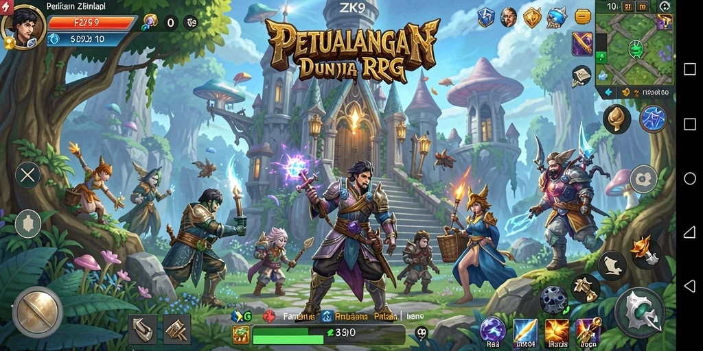 Screenshot gameplay ZK9 yang menunjukkan pertempuran yang menegangkan dalam dunia RPG.